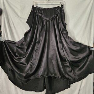 NWT Black Silk Equestrian Victorian Corset Bustle Skirt SMALL